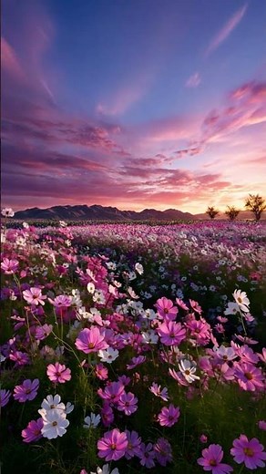 夕焼けに揺れるコスモス畑｜心がほどけるやさしい時間 / Cosmos Fields at Sunset | A Gentle Moment of Calm