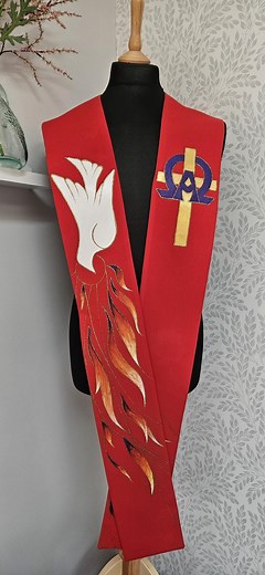 Clergy Stole, Handpainted Dove and Tongues of Fire, Red Liturgical Stole, Pastoral Stole, Priest's Stole, Vicar's Stole - Etsy