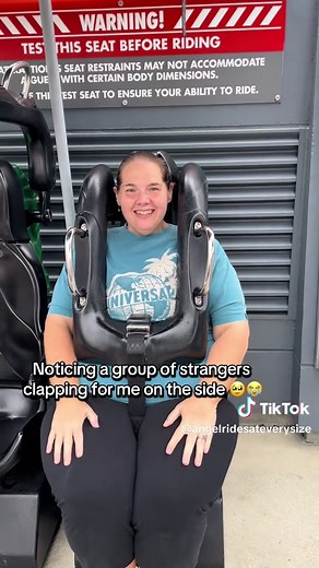 Can I fit the standard #theincrediblehulkcoaster yet at 277 lbs? My stats: 5’7” 277 lbs Size 3X/22 | 59” hips -275 lbs 🎉 #plussize #themepark #nonscalevictory #testseat
