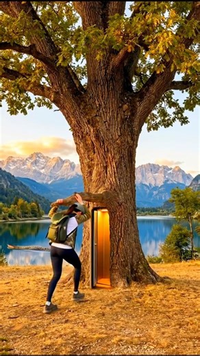 😳 A Secret Door Inside a Tree… She Disappeared Instantly — Would You Enter? #trending #aivideo