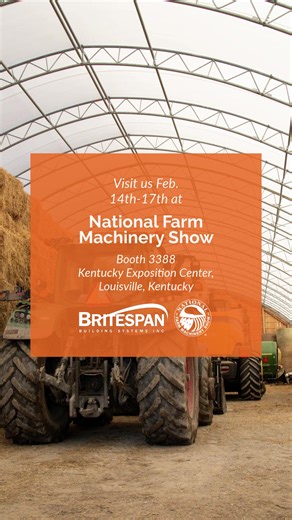 Heading to the National Farm Machinery Show? 🌾 Come on out to booth 3388 to explore Britespan’s incredible range of agricultural building options! Whether you’re looking for a barn building, hay and equipment storage solution or a building for your agricultural business, Britespan is here to help! See you in booth 3388! Explore our agricultural building options by clicking the link in our bio 🔗 • • • #britespan #usafarmers #barnbuildings #americanfarmers #usaconstruction #nationalfarmmachinery