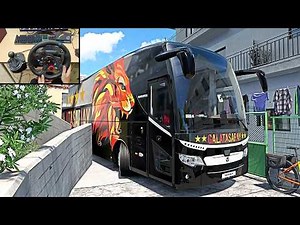 Realistic Bus driving through narrow streets of Northern Greece | Bus Simulator | Logitech G29 Setup
