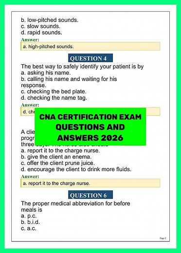 CNA Certification Exam 2026 | 100 Practice Questions and Answers for CNA Test Prep