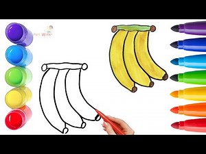 How To Draw cute Banana Drawing, Painting & Coloring For Kids and Toddlers_🌈🎨
