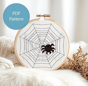 Halloween Embroidery Pattern, Digital Download, Spider in Web - Etsy
