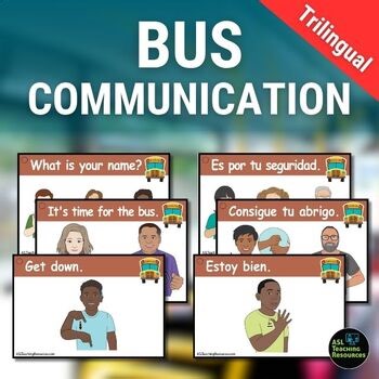 Riding the Bus Conversation Starter Cards ASL & Spanish Communication Cards SPED