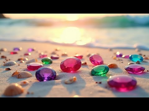 Fantasy Beach with Floating Crystals – A Visual Masterpiece!