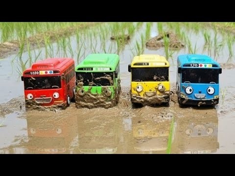 Cleaning Toy Cars in Colorful Water, Racing Cars, Trains, Telolet Buses, Tayo #14