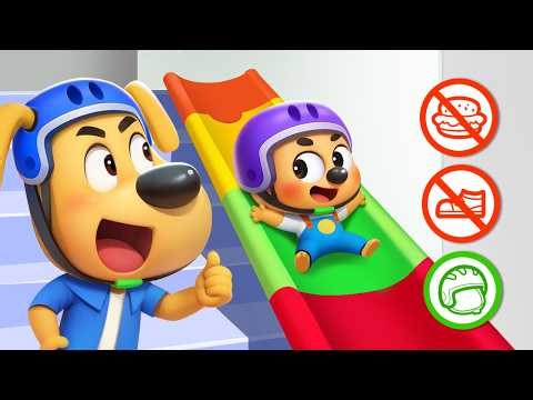 🛝เล่นสไลเดอร์อย่างปลอดภัย | การ์ตูนเด็ก | นายอําเภอลาบราดอร์ | เบบี้บัส | Kids Cartoon | BabyBus