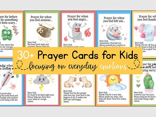 Printable Prayer Cards for Kids | 30 Emotions-based Christian Prayers for Children, Perfect for Prayer Journals, Morning & Night Routines - Etsy