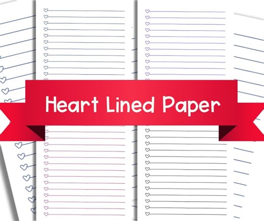 Heart Lined Writing Paper Printable | Valentine’s Day Stationery | Cute Printable Letter Paper - Etsy