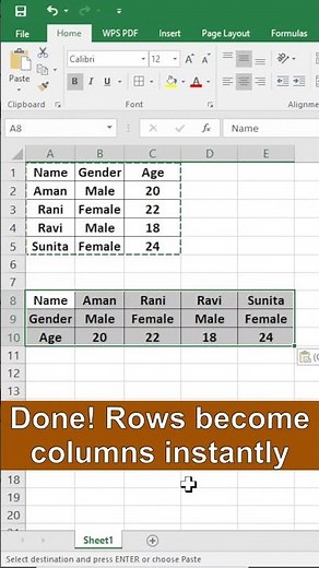 Excel Transpose Trick (1 Click) 😳