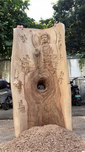 Incredible Buddha Wood Carving From Tree Trunk | Satisfying Wood Art Transformation 😍