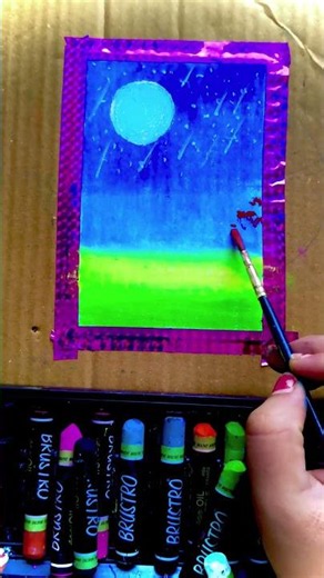 🐾 Easy Cat Painting | Oil Pastel Art Tutorial#art#night#painting