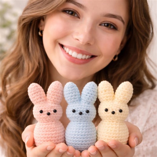 Easter Mini Peep Crochet Pattern, Mini Crochet Peep Bunny, No Sew Peep Bunny Amigurumi PDF, Beginner Easter Pattern - Etsy