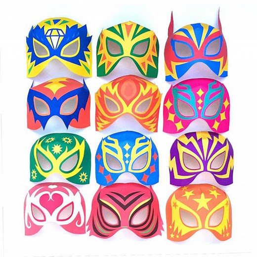 12 Printable Lucha Libre Masks & Cuffs: DIY Costume Templates (PDF) - Etsy