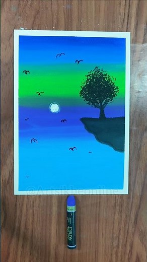 Beautiful Night Sky Art 🌌 | Oil Pastel Beginner Tutorial