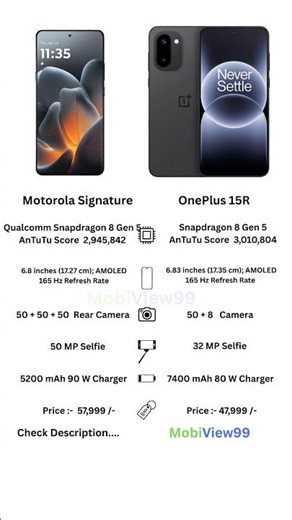 OnePlus 15R vs Motorola Signature: Snapdragon 8 Gen 5 vs Clean Android Experience!