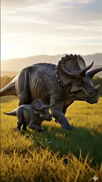 Baby Triceratops Follows Mom 🦕❤️ | Jurassic World Realism #pterosaurus #dinosaurmodel #jurassicworld