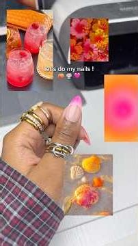 Strawberry slushy nails 🏵️🩷🍧🍊 #nails #auranails #nailart #nailtutorial #shorts