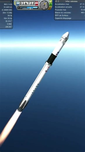 Ksp: Falcon9 Crew Dragon Liftoff & Separation Stage #space #nasa #planet #spaceflightsimulator #ksp