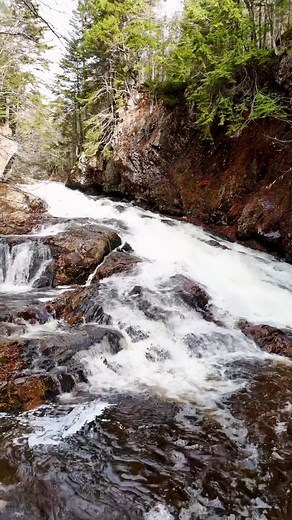 Yesterday’s mystery fall and a drone flight towards the lowest fall on East River Five Islands. Details are on trailpeak https://trailpeak.com/trails/bens-paradise-falls-near-parrsboro-ns-11004 | Waterfalls of Nova Scotia; A guide