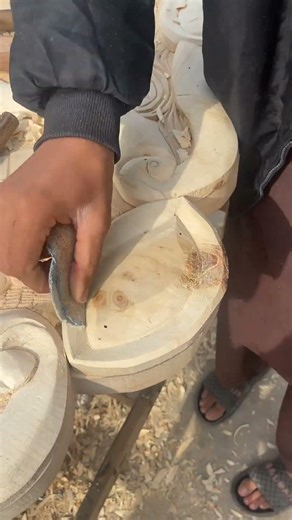 Wood Cutting Machine Close-Up Precision Curve Cutting in Wood