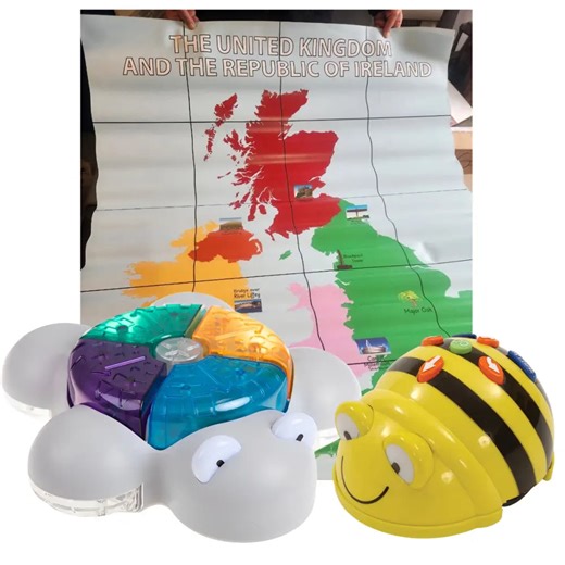 TTS STEM Learning Robot Bundle - Bee-Bot Programmable Floor Robot See & Say, Glow & Go Bot, Interactive UK & Ireland Map - STEM Coding & Spatial Skills | Ages 3+