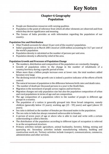 9th class geography chapter 6 - population | handwritten notes