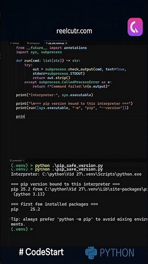 Use python dash m pip the safe way