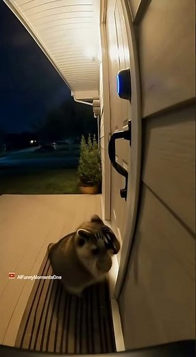 Raccoon Tries to Open Door Like a Pro! 🦝🚪✨ | Caught on Doorbell Cam #Shorts