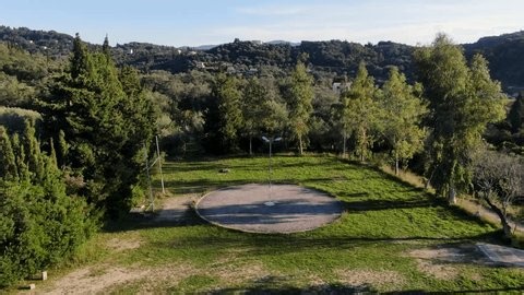 clip-3971511065-aerial-view-circular-paved-concrete-area-light