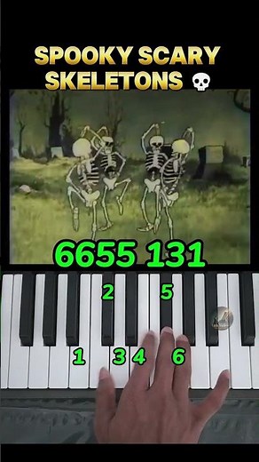 Spooky Scary Skeletons Easy piano tutorial #shorts #pianotutorial