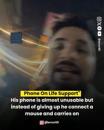 Error 69 on Instagram: "His phone screen is cr@cked and the touchscreen has completely stopped working, but instead of giving up or buying a new one, he plugs in a mouse and continues using it like a mini computer. A perfect example of how creativity kicks in when technology gives up. (@wakeupfantasy9 )"