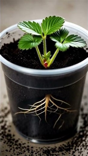 “Strawberry Plant Growth Timelapse | Seed to Fruit in Transparent Pot | Ultra-Realistic