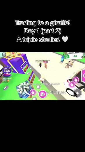 Trading to a Giraffe with a Triple Stroller in Roblox!