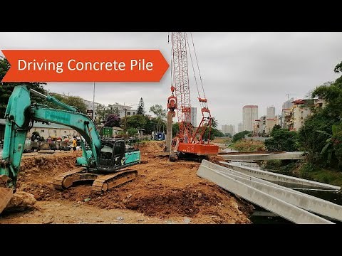 Precast Construction - Driving Concrete Pile For river wall