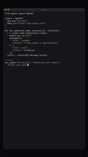 AI NPC Dialogue in 30 Seconds #shorts