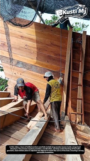 Precision Timber Fitting Inside a Wooden Hull – Traditional Boat Construction Process.