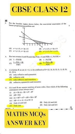CBSE class 12 Maths answer key 2026 #cbse #maths answerkey #mathematics #cbse2026