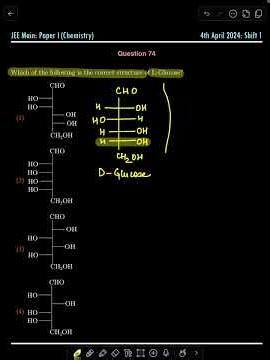 JEE Main PYQ | Finding the Structure of L-Glucose | Enantiomer of D- Glucose