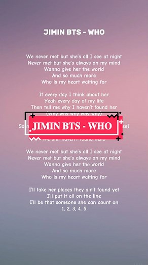 Jimin BTS - Who: Lyrics and Meaning