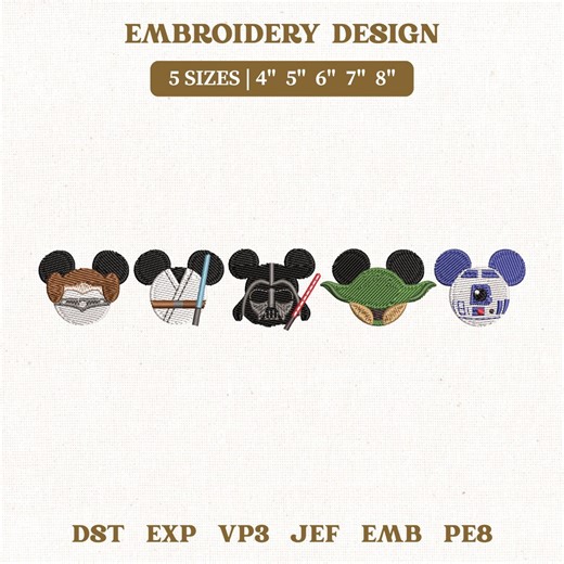Disney Star Wars Embroidery File, Magic Cartoon Characters (instant Download) - Etsy
