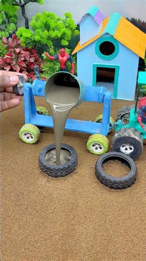 🚧 Handmade Mini Tractor Carrying Concrete Pipe 🚜 | DIY Construction Vehicle #Shorts