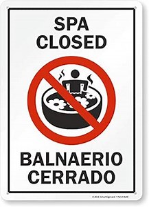 SmartSign "Spa Closed" Bilingual Sign | 10" x 14" Plastic