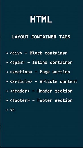 LEARN HTML LAYOUT AND CONTAINER TAGS IN 1 MINUTE