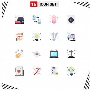 Download Flat Color Pack of 16 Universal Symbols of sharing video transfer file protection Editable Pack of Creative Vector Design Elements for free