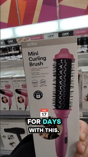 HOT PINK 🩷 MINI STYLING HOT BRUSH ➿🪮 #curlingiron #shortsvideo #kmartfinds