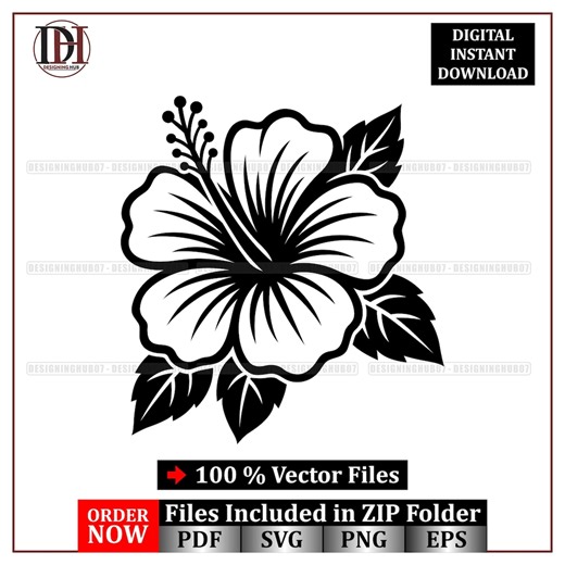 Tropical Hibiscus Flower SVG | Vector Clipart (digital Download) - Etsy Australia