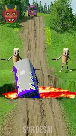 Epic Car vs. Giant Crater Showdown #shorts #bus